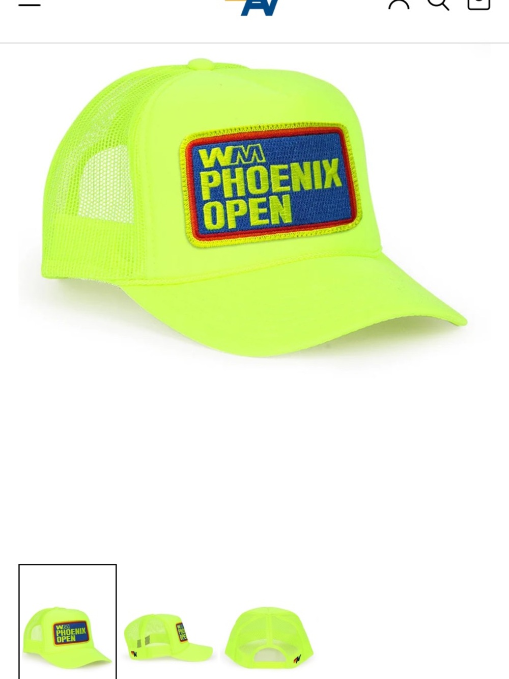 Neon Yellow "Phoenix Open" Patch Trucker Hat